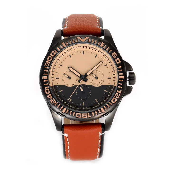 Best Brand Men's Leather Belt Wrist Watches Simple Antique Design High Quality Expensive Gift Set Original Dial Window Crystal