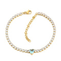 Luxury Women Jewelry 316L Stainless Steel Adjustable Zircon Heart Tennis Chain Bracelet for Wedding Party Gift