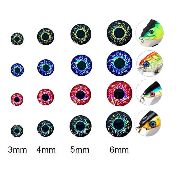 Lure Eyes 3mm-12mm 4D Realistic Artificial Fishing Eyes Sticker Resin Fly Tying Eyes