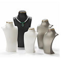 New Design Black White Silver Color PU Leather  Necklace Pendant Jewelry  Display Bust Stand With Metal  Customize Logo