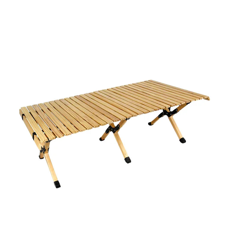 Bamboo Outdoor Foldable Portable Custom Beech Wood Egg Roll Table Camping Picnic Folding Table