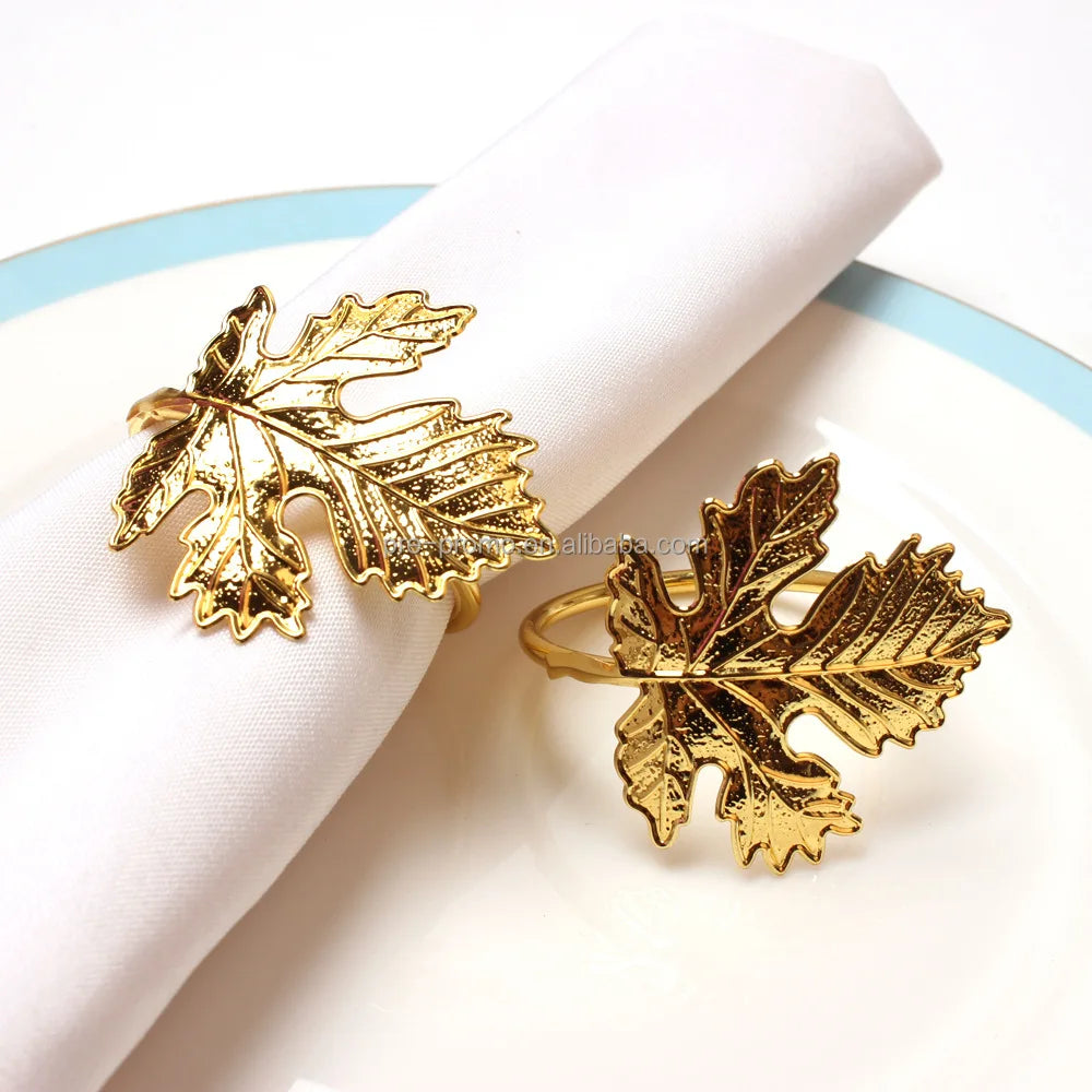 Wholesale Metal Wedding Table Gold Maple Napkin Ring