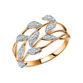 YFN Luxury Jewelry S925 Sterling Silver Zircon Twig Leaf Engagement Ring for Women