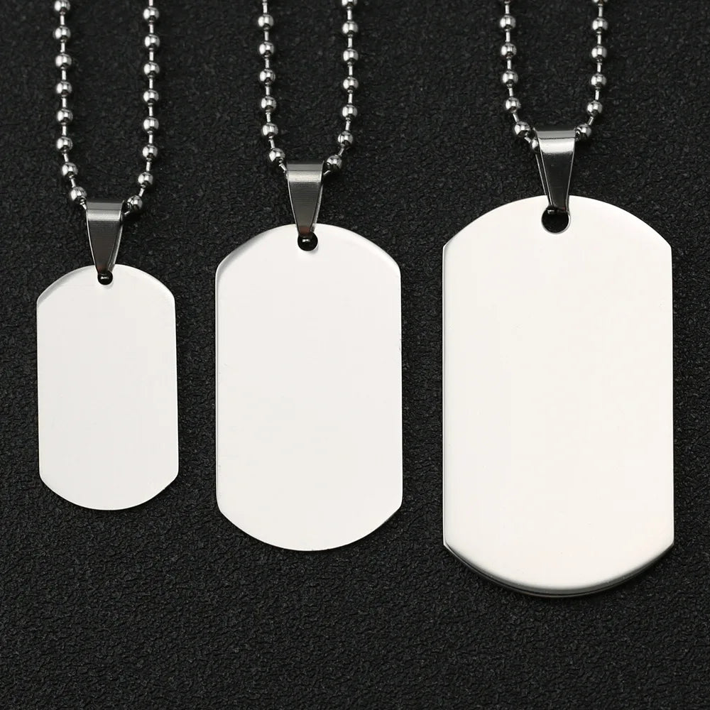 Simple Atmospheric Square Card Charms Personalized Stainless Steel Card Necklace Charms for Men