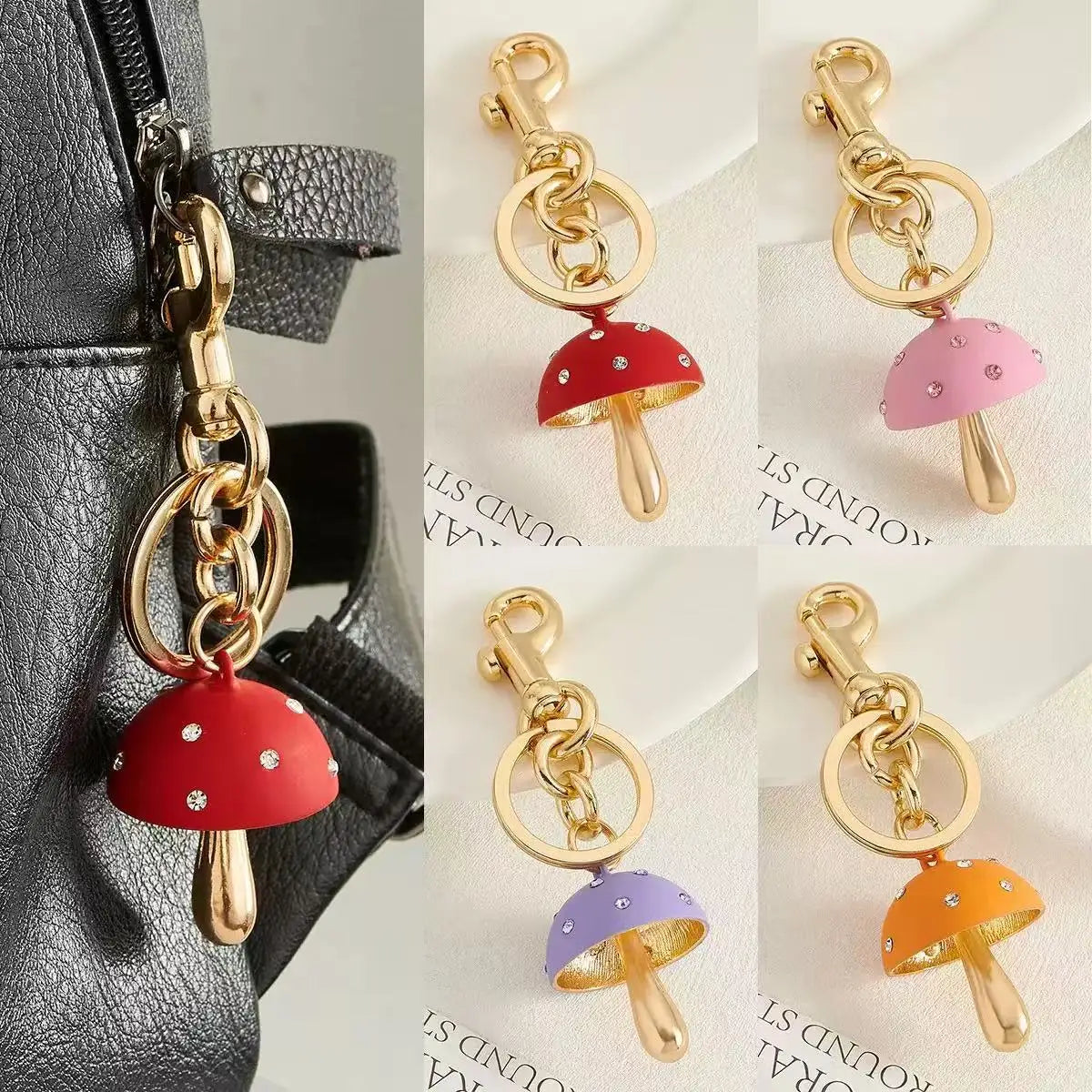 The Latest Mushroom Keychain Summer Metal Keychain Mushroom Bag Charms Pendant Promotional Keychain for Women Gifts