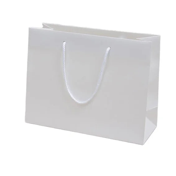 Wholesale Custom Design Add Logo Available White Matte Lamination Paper Shopping Packaging Christmas Gift Bag