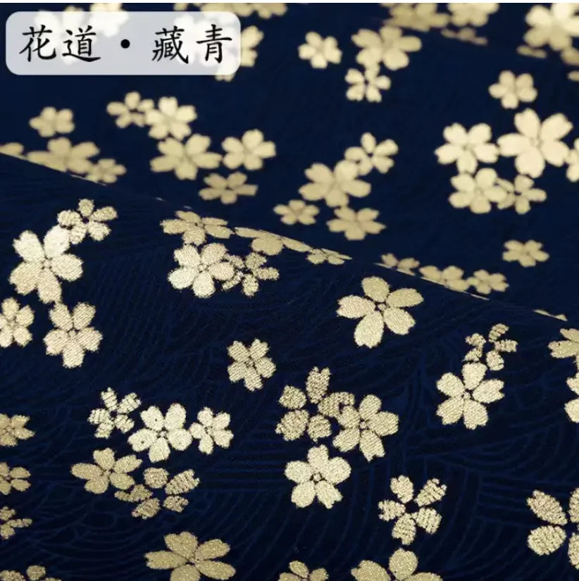 Japanese Style Cherry Blossom Print Fabric Cotton Bronzing Cherry Blossom Diy Fabric Japanese element Cheongsam Dress Fabric