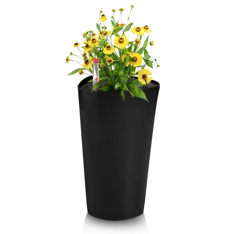 BRICE Black Tall Garden Balcony Indoor Plastic Large Plant Flowers Pots Planters