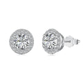 Dylam Classic 925 Sterling Silver Rhodium Plated Circle Eternity 0.75ct 5A Cubic Zirconia Stud Earrings for Women Bridal Wedding