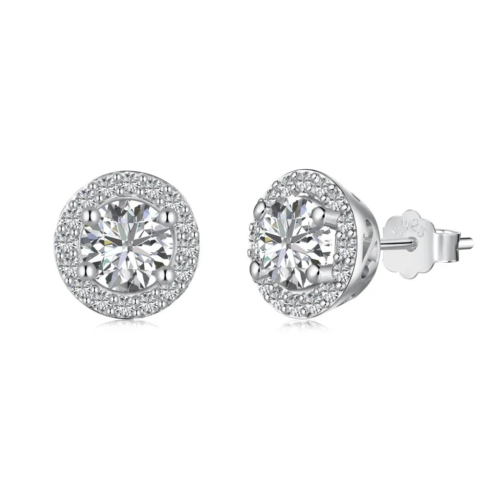 Dylam Classic 925 Sterling Silver Rhodium Plated Circle Eternity 0.75ct 5A Cubic Zirconia Stud Earrings for Women Bridal Wedding