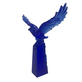 Jadevertu Eagle Folk Art Handmade Sandblast Glass Trophy for Business Gifts Custom Crystal Award Trofeos
