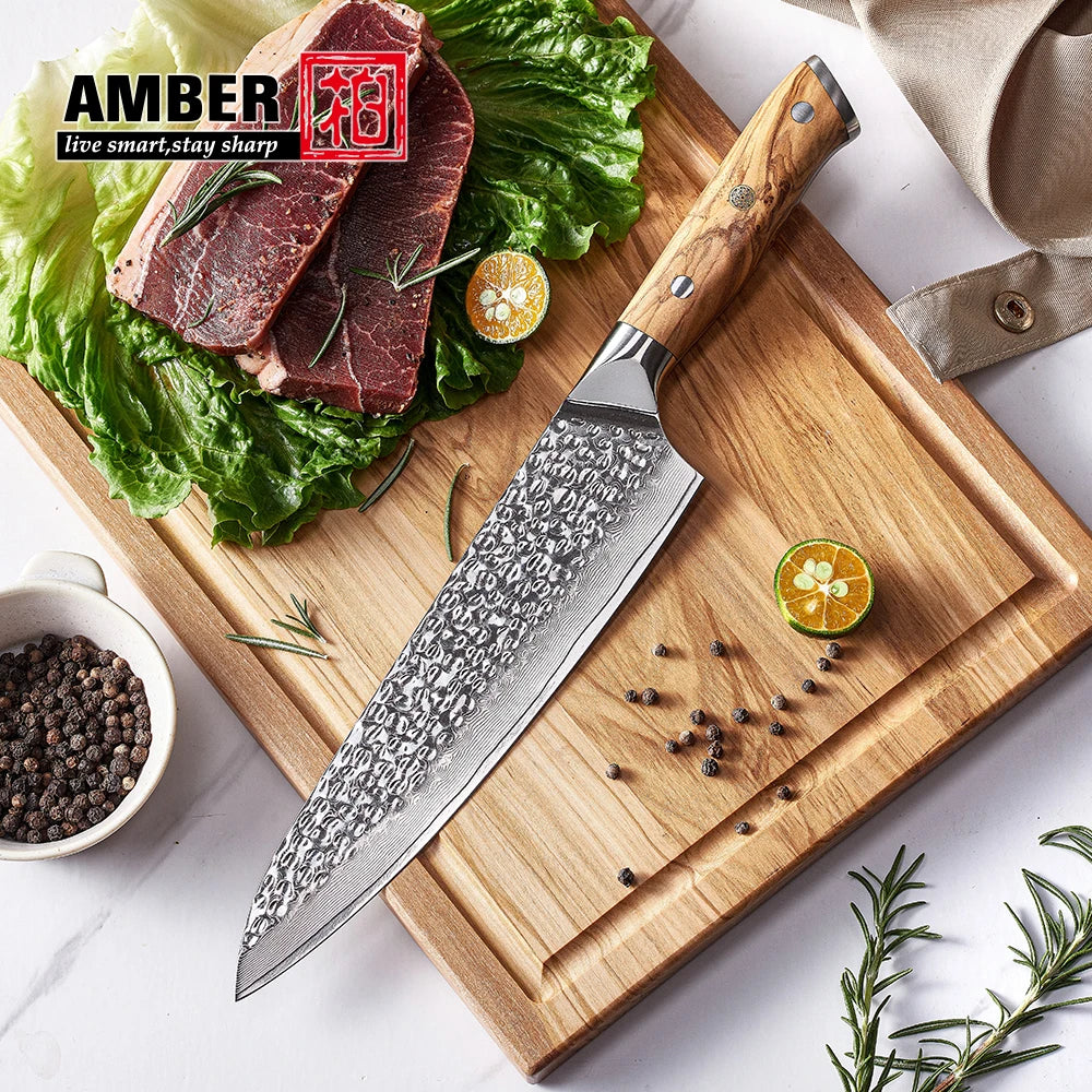 8 Inch 67 Layer Vg10 Damascus Steel Japanese Kitchen Knife Olive Wood Handle with Chef Knife