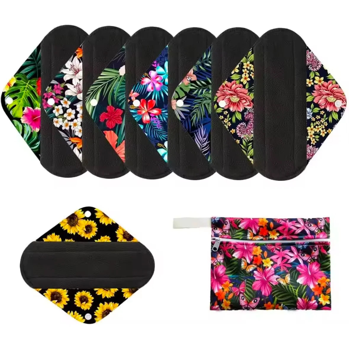 Reusable Sanitary Pads Graphene Absorption Capacity Non-slip Washable Panty Liners Soft Cloth Menstrual Pads for Women