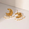 New Arrivals Moon Crystal Earrings 18K Gold Plated Chunky Earrings Stainless Steel Studs Earrings for Women