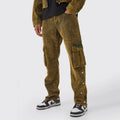 New Fashion Men's Casual Straight Mid Waist Heavyweight Breathable Corduroy Track Cargo Pants Acid Wash