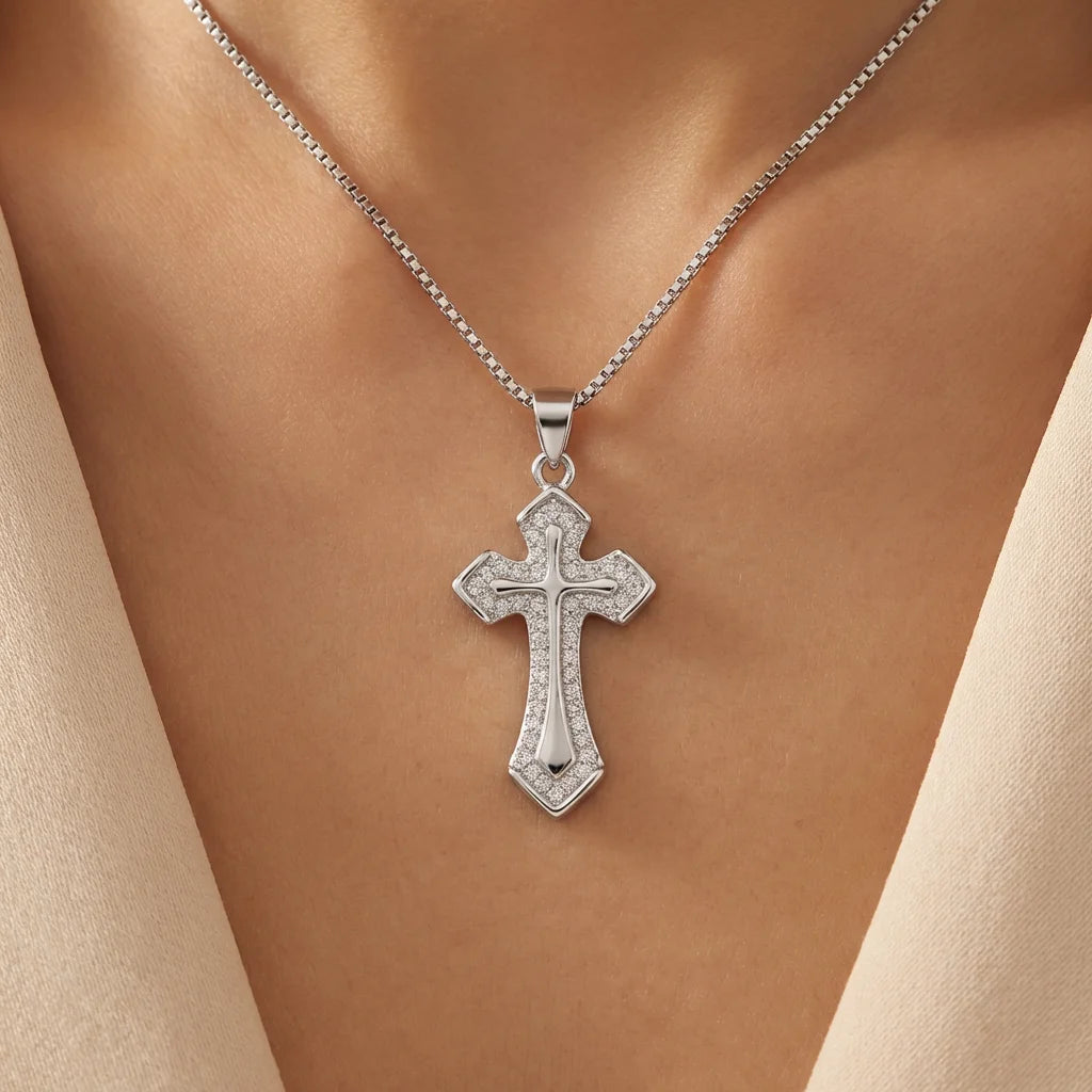 Wholesale Religious Christian Cross God Pendant Sterling Silver Rhodium Plated Fine Jewelry for Unisex