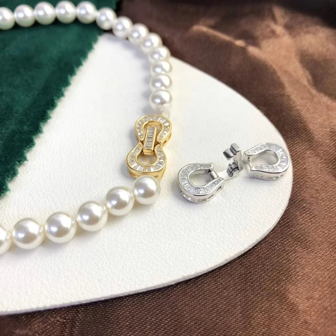 C160 925 Sterling Silver 18K Gold Plated Pearl Clasp for Jewelry Wholesale Metal Cord Ends Clasp Necklace or Bracelet Clasp