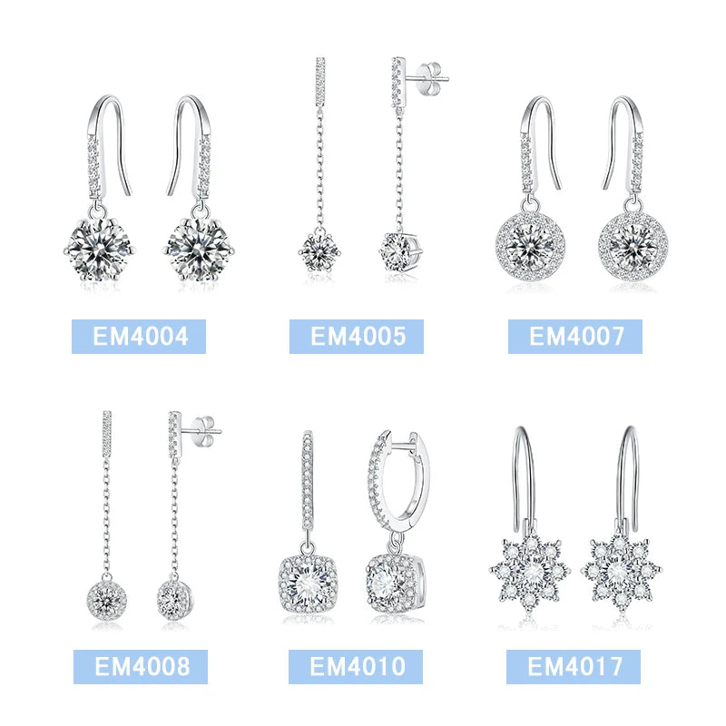 Luxury Women Fine Gemstone Jewelry Moissanite Earrings 925 Sterling Silver Diamond Earring Custom Designer Jewelry Drop Earrings