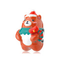 Christmas Bear Holding a Garland Cute Charms 925 Sterling Silver Enamel Beads for Jewelry Making Fit Original Women Bracelets