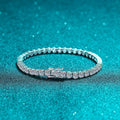Silver 925 Original 0.1-0.3 Carat Brilliant Cut Diamond Test Past All D Color Moissanite Tennis Bracelet Chain Fine Jewelry
