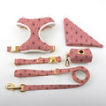 Wholesale Factory Pink Printed Patterns Luxury Dog Harness and Leash Set With Zinc Alloy Metal Buckle for Dogs