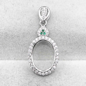 Sterling Silver 10*13/11*14mm Semi Mount Pendant Empty Frame Blank Support Setting S925 Base Without Center Stone for DIY Inlay