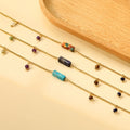 Summer Beach New Style Anklet Bracelet 18K Gold Stainless Steel Colorful Rectangle Zirconia Women Stainless Steel Anklet Jewelry
