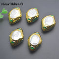 Fashion Design Gold Plated Square Oval Shape Natural Freshwater Pearl Loose Beads for DIY Jewelry Bracelet Necklace Making