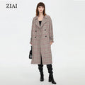 Wholesale Lapel Neck Plaid Print Double Breasted Coat Houndstooth Tweed Coat