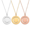 New Blank 2 Circle Rotatable Pendant Necklace Engraving Round Disc Stainless Steel Necklace for Women