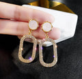 Hot Sale Oval Long Accessories Jewelry  Rhinestone Earrings Feminine Stud Earrings