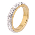 Trendy Punk Style Three Stone Crystal & Rhinestone Channel Set Stainless Steel Ring for Unisex