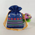 Custom Logo Printed Gift Canvas Cotton Drawstring Bag for Christmas Nov Woven Blue Drawstring Bag for Jewelry