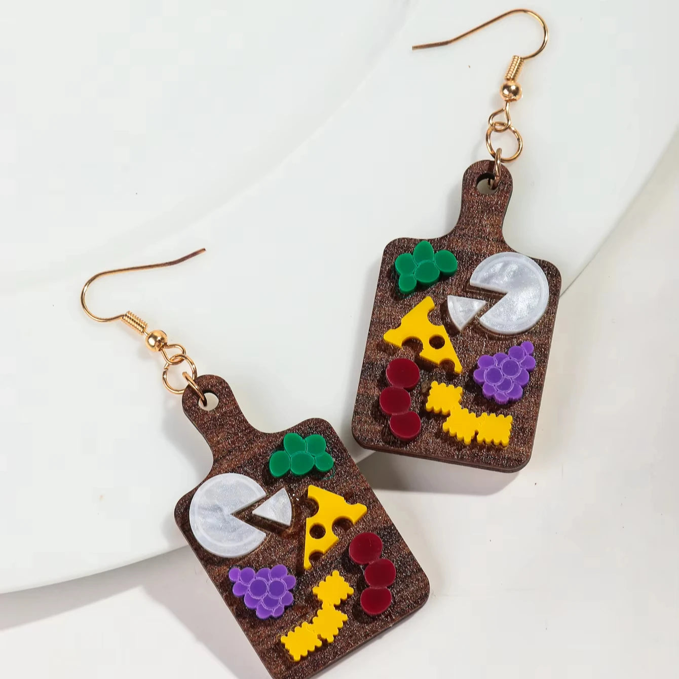 Wholesale Cute Delicious Sushi Fruit Patterns Earrings Personality Vintage Wooden Drop Earrings for Women
