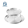 Luxury Round Dinnerware Barbecue Double Layer Plate Stainless Steel Food Dinner Grill Seafood Plates