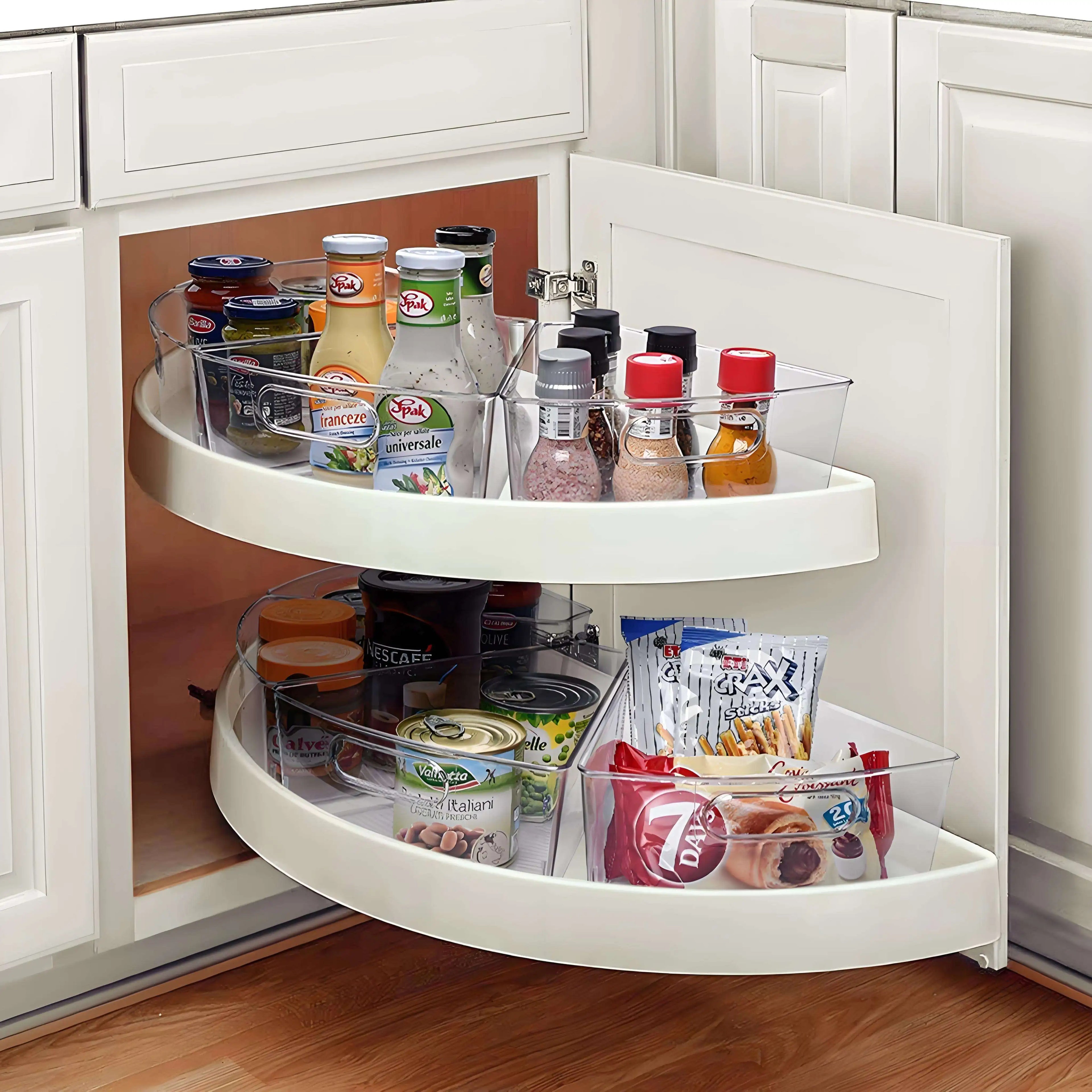 Choice Fun Clear PET Triangle Storage Box Arc-Shaped Organizer Handle Plastic Food Cover for Kitchen Refrigerator 5kg Load