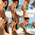 High Quality Enamel Hoop Earring Blue Series Starfish Drop Earring Cute Gold Earrings Wholesale Bulk for Women Girls
