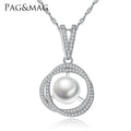 CZCITY New Style  FreshWater Pearl 925 Sterling Silver CZ Jewelry Pendant Necklace for Ladies Fashion Women Gift