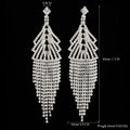 Luxury Triangle Rhinestone Long Tassels Earrings Full Diamond Vintage Long Tassel Rhinestone Earrings for Women