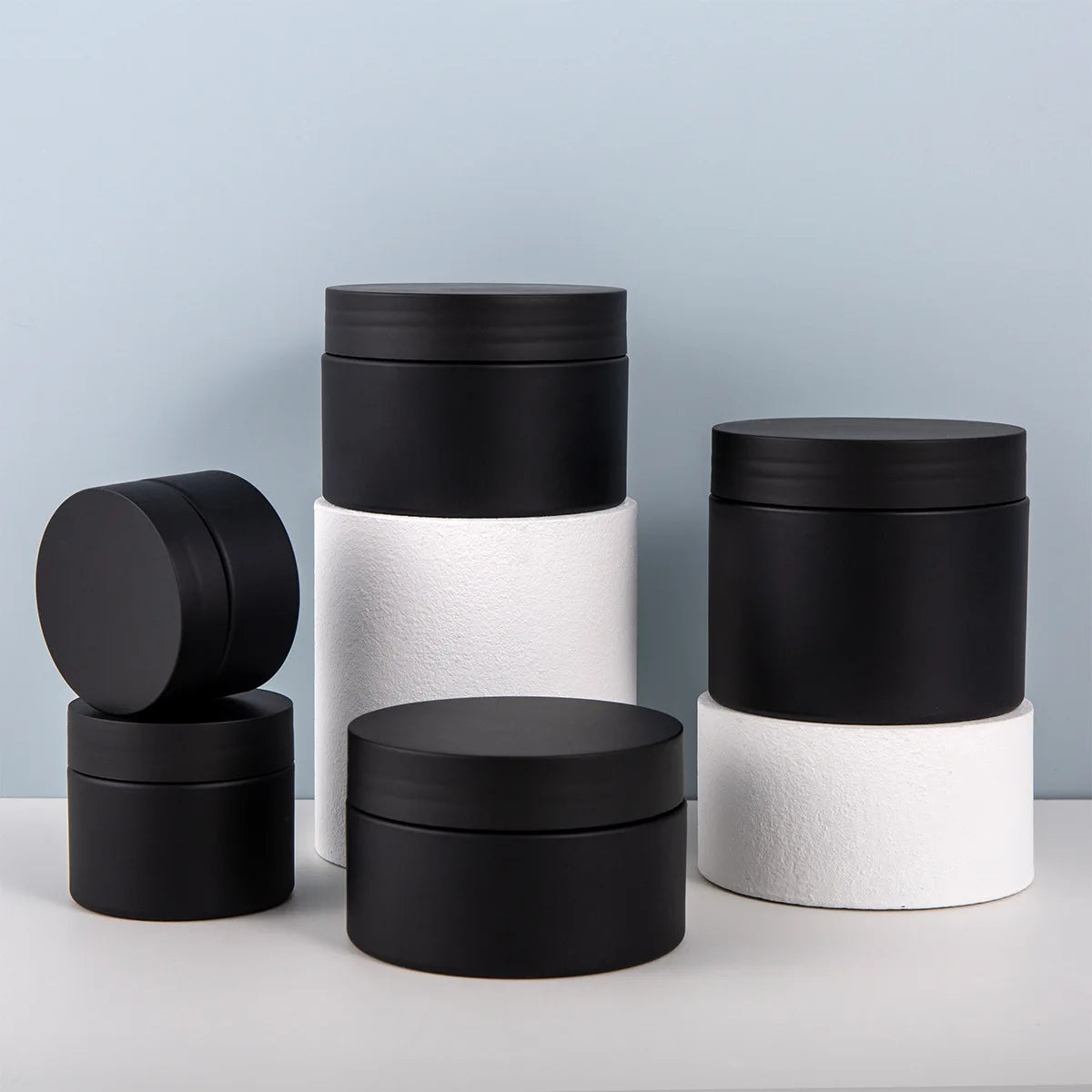 Factory Stock 50ml 100ml 120ml 150ml Matte Frosted Black PET Plastic Jar 3oz Cosmetics Storage for Skin Care Lotion
