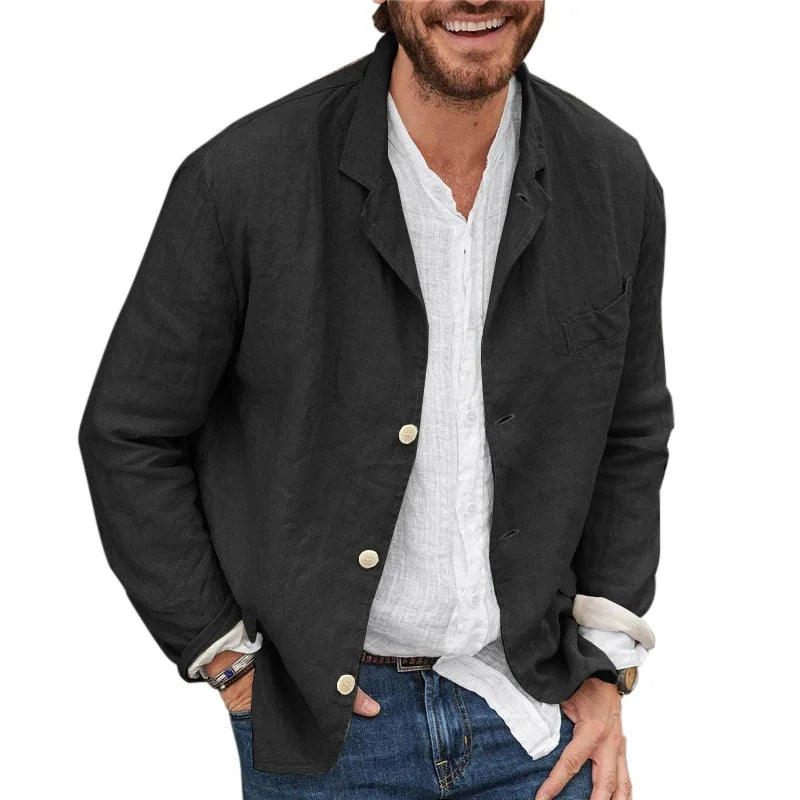 Men's Wear Spring and Autumn Leisure Cotton Linen Loose Suit Jacket