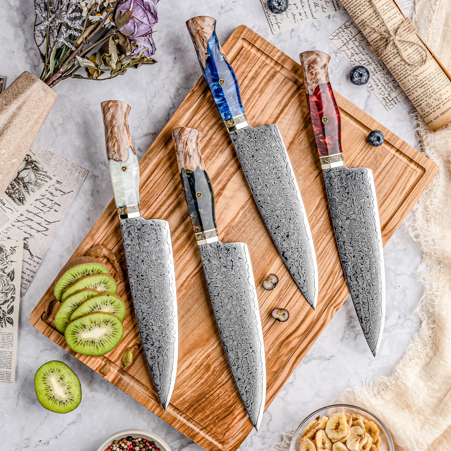 Grandsharp 8'' High Carbon 10CR15MOV Japanese 67 Layer Damascus Kitchen Chef Knife Stainless Steel Chef Knives Resin Wood Handle