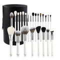 For Custom 24pcs White OEM Professional Face Makeup Brush Set Goat Hair Wood Handle Skin-Friendly Durable Private Label Holder