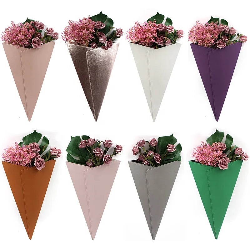 Luxurious Faux Leather Flower Bouquet Bag Floral Arrangement Bag Rose Bouquet Holder Flower Packaging Bag Valentine's Day Gifts