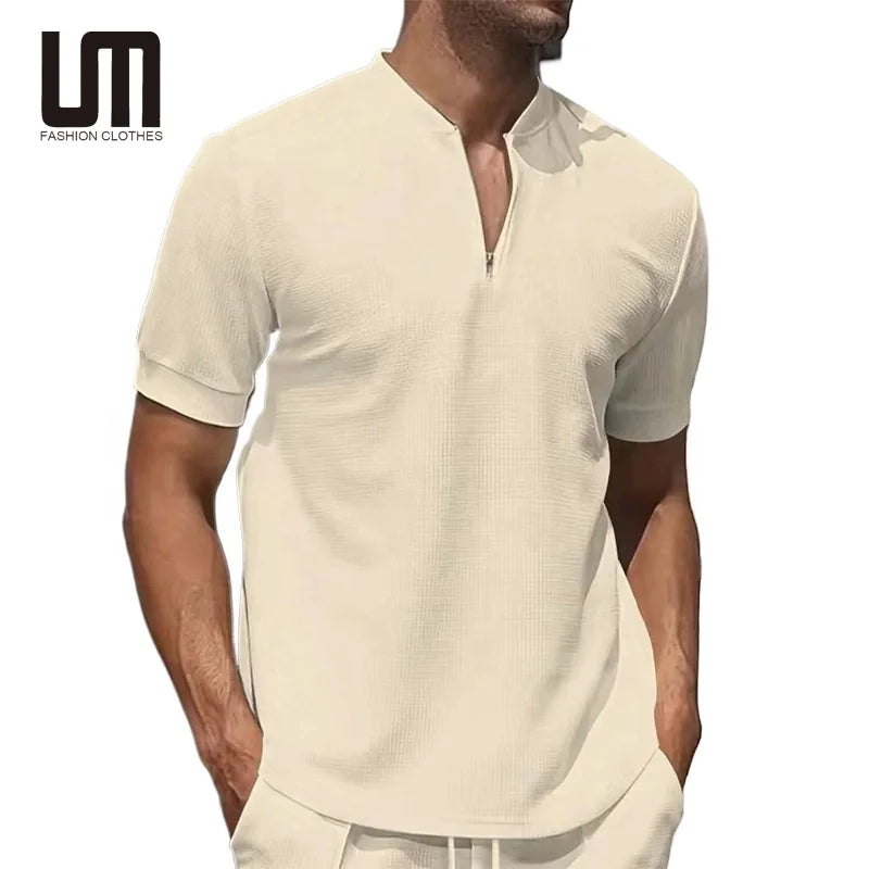 Oem Liu Ming Men's Casual T Shirts Plus Size New Fashion Short Sleeve Solid Color Yarn Dyed Blank Design