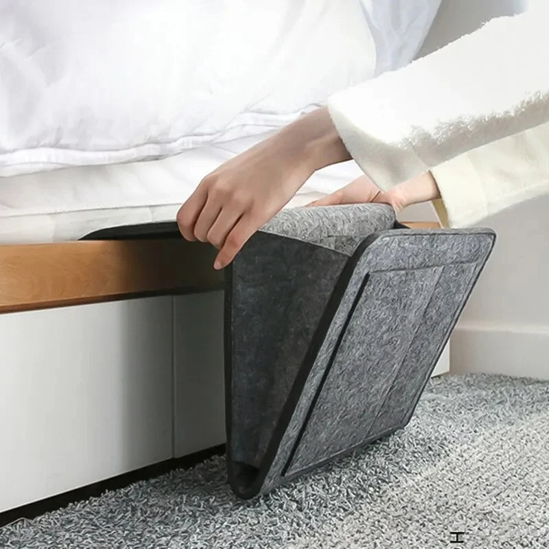 1pc Felt Bedside Storage Bag Pouch Bed Desk Bag Sofa TV Remote Control Hanging Caddy Couch Storage Organizer Bed Holder Pockets