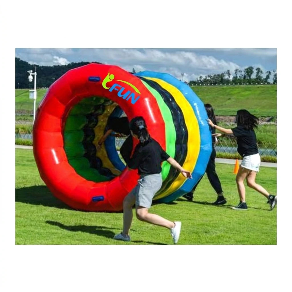 Outdoor Team Building Party Games Lawn Inflatable Hamster Wheels Colorful Inflatable Land Roller Wheel for Adults and Kids