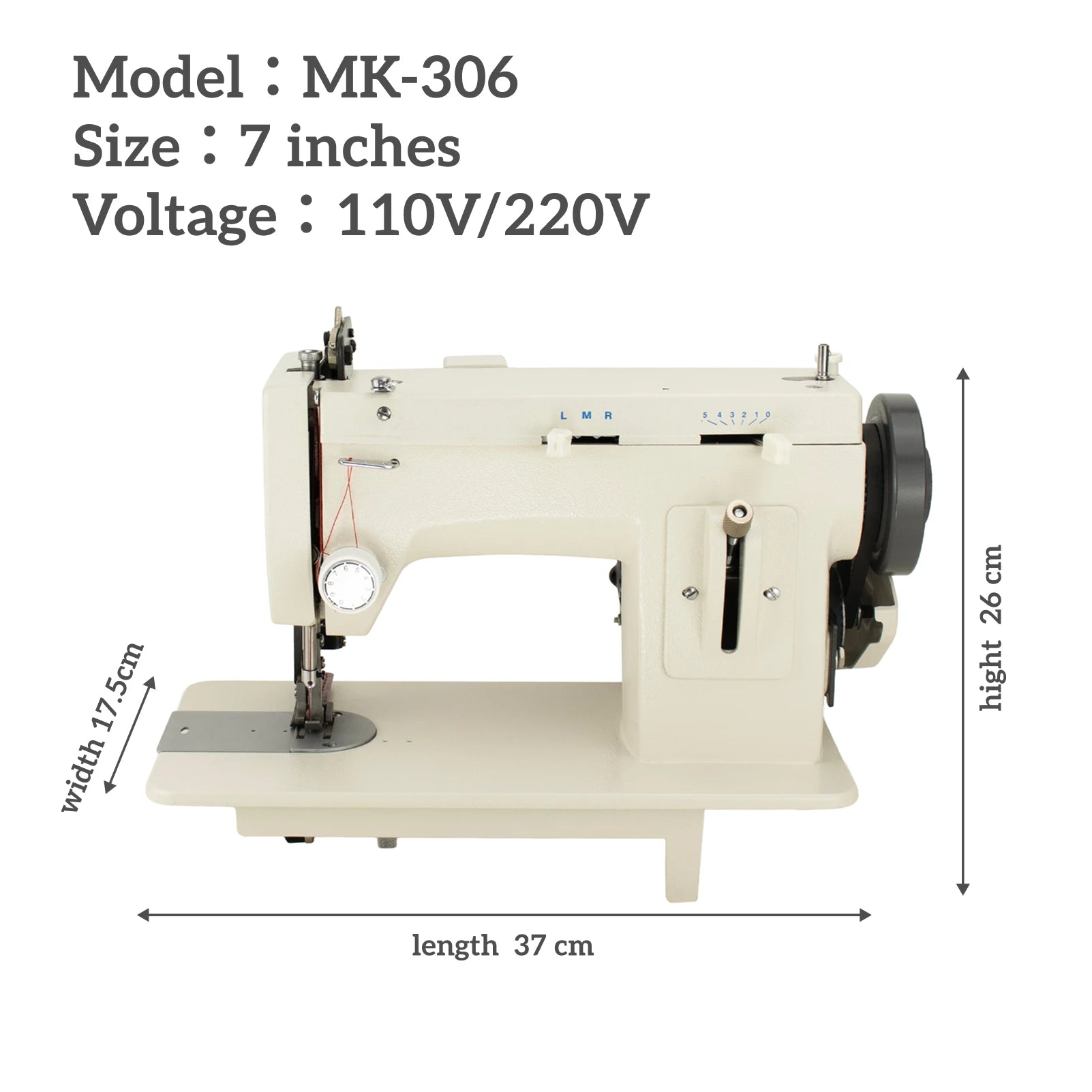 Household 7'' Flat-Bed Lock Single Sewing Machine Walking Foot Tailor Portable Design 110V/220V Compatible 1 Year Warranty