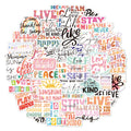 50pcs Inspirational English PVC Self Adhesive Stickers for Laptop Phone Case Suitcase Skateboard Guitar Table and Books