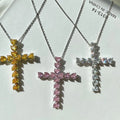 S925 Sterling Silver Rhodium Plated Zircon Cross Mini Pendant Necklace for Wedding & Party Gift